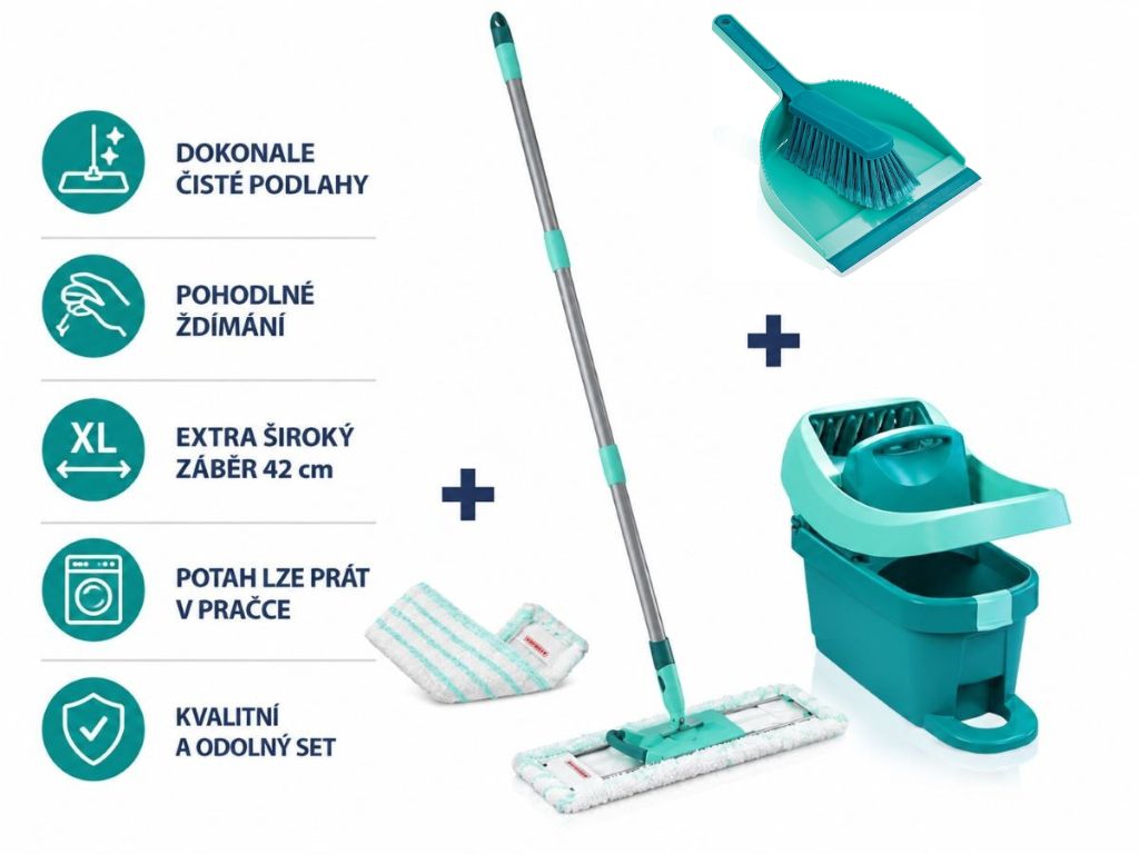 Leifheit Sada na úklid mop Profi XL + vědro Profi XL s integrovanými kolečky 55395 67 (2)